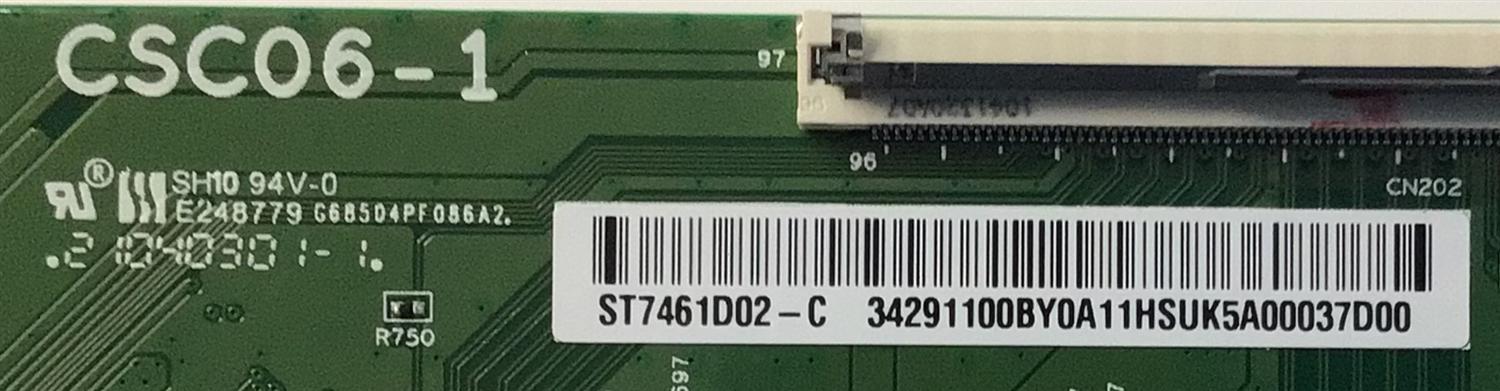 T-CON PARA TV TCL / NUMERO DE PARTE 34291100BY / CSC06-1 / ST7461D02-C / 34291100BY0A11 / 34.29110.0BY / PANEL'S LVU750NDHL CD9W06 V1 / LVU750NDHL CD9W04 V1 / DISPLAY ST7461D02-D VER.2.1 / MODELOS 75R635 / 75R646 - Imagen 2